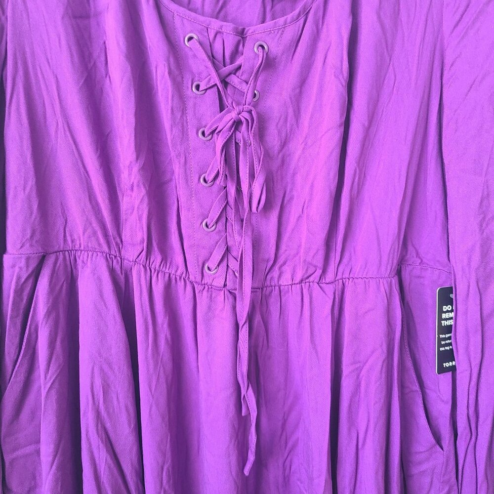 Torrid Halloween Hi Low Lace Up Witch Dress Costume Plus Size 1X Purple - Picture 3 of 8
